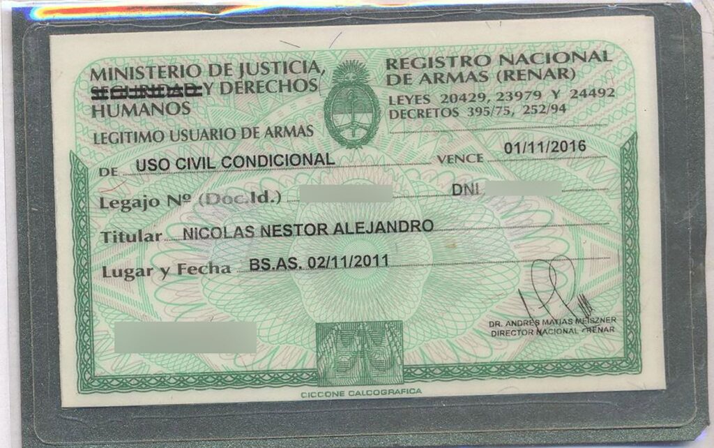 certitificado de legitimo usuario comprar un arma en Argentina 